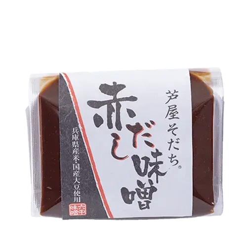 Ashiya Sodachi Akadashi Miso package featuring the 2008 National Miso Competition Chief Judge Award badge