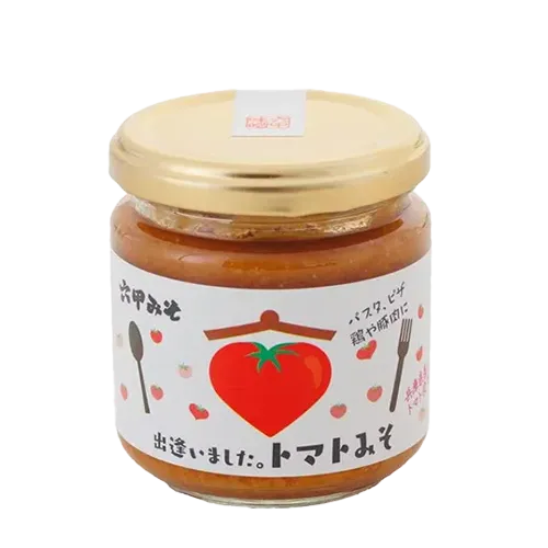 Deaimashita. Tomato Miso package featuring the 2018 Five-Star Hyogo Selection award badge