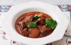 Rich beef stew cooked with deep-flavored aged red miso